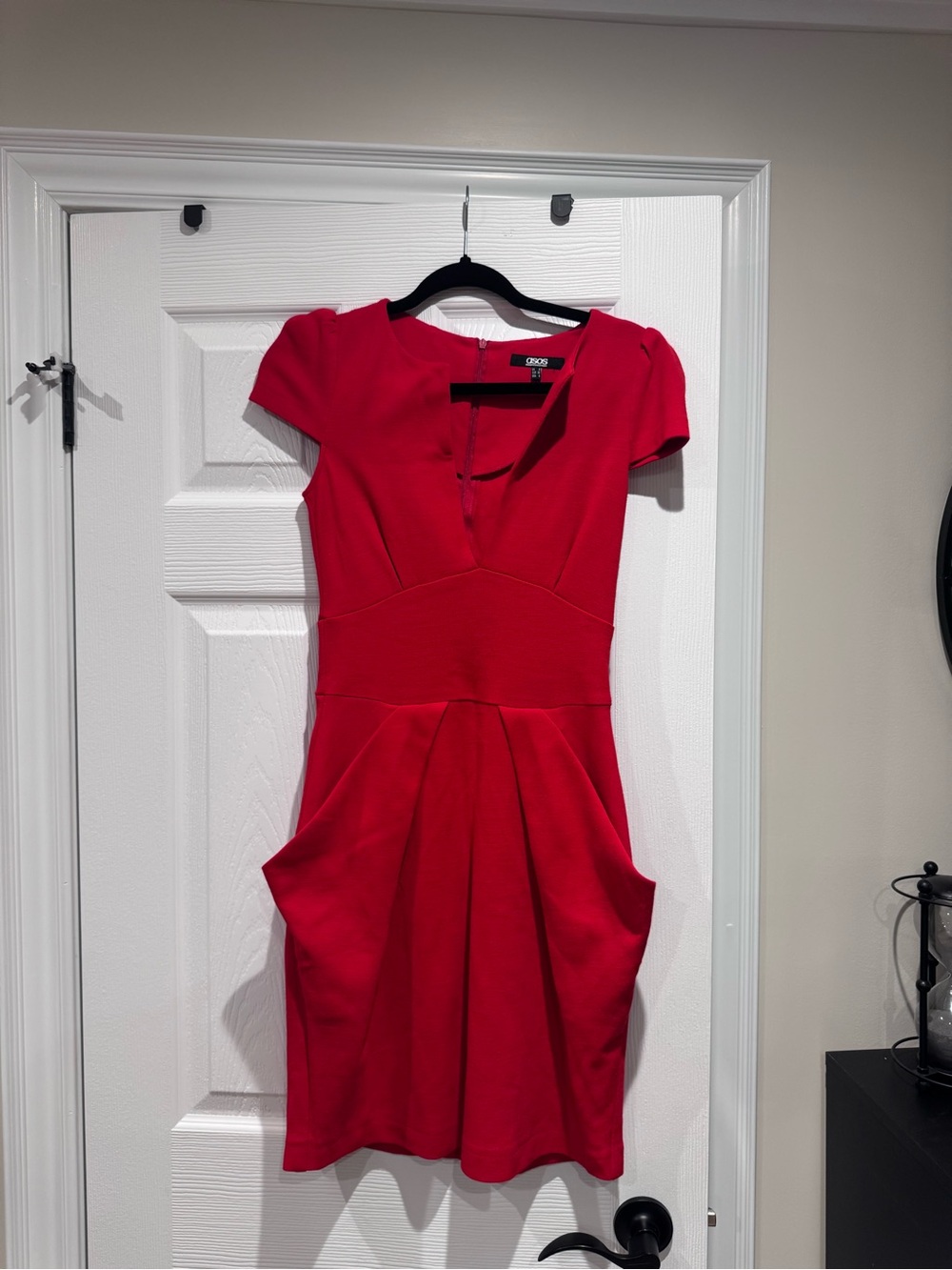 ASOS Red Fit-and-Flare Dress with Cap Sleeves